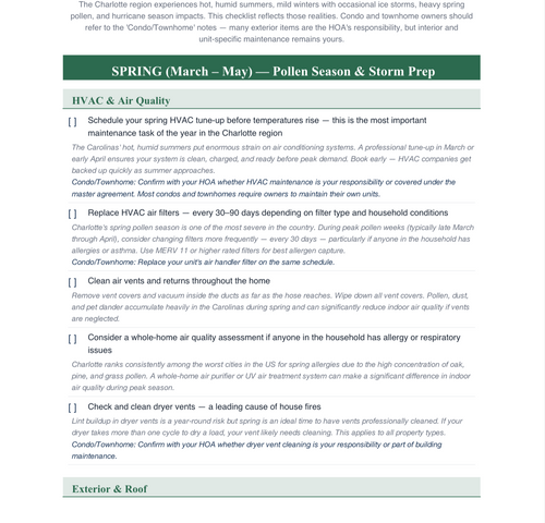 The Carolina Homeowner's Seasonal Maintenance Guide — NC & SC
