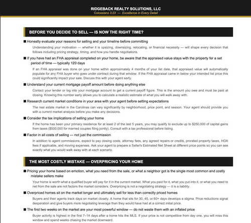 The Complete Carolina Home Seller's Guide — NC & SC