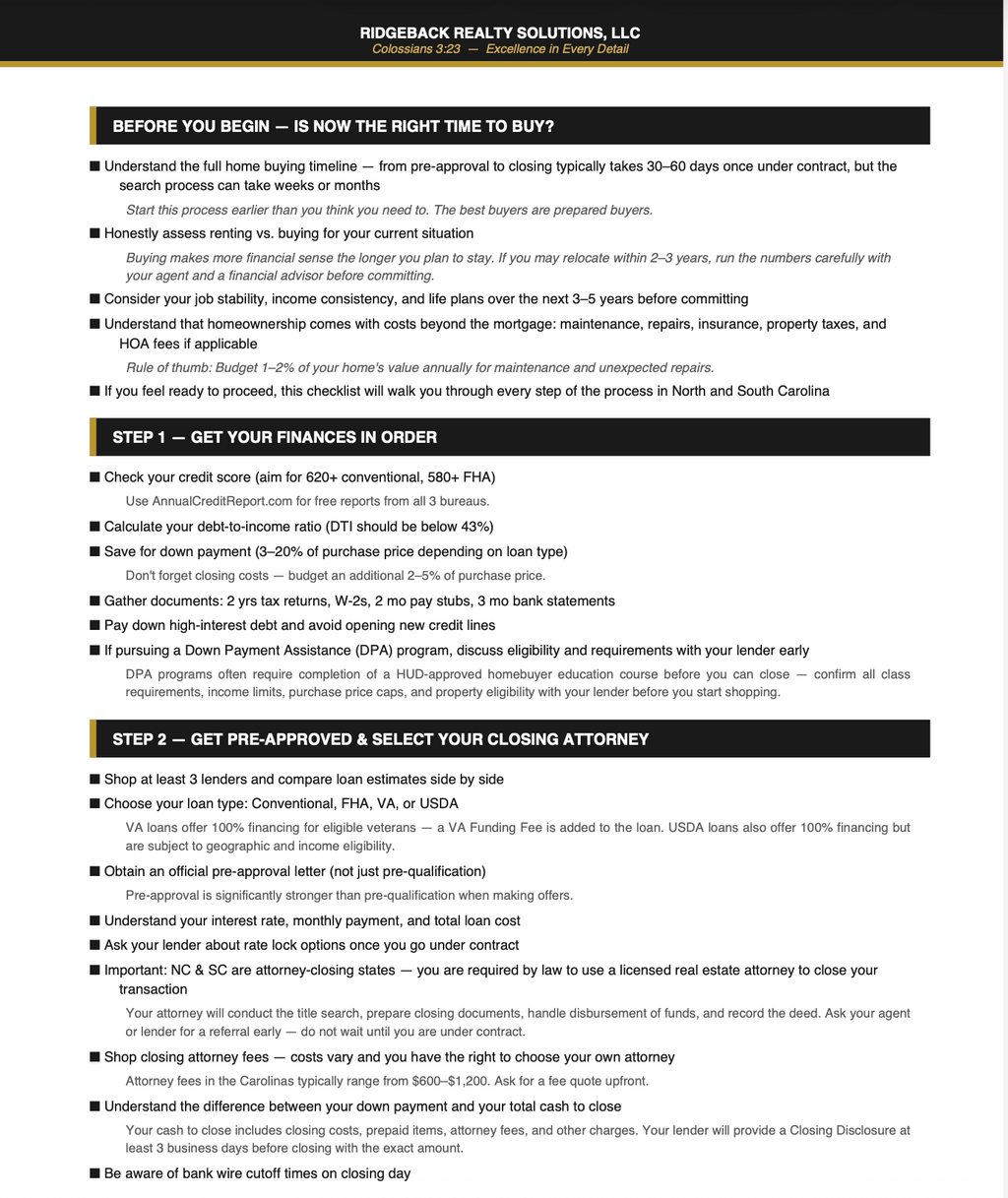 The Complete Carolina Home Buyer's Guide