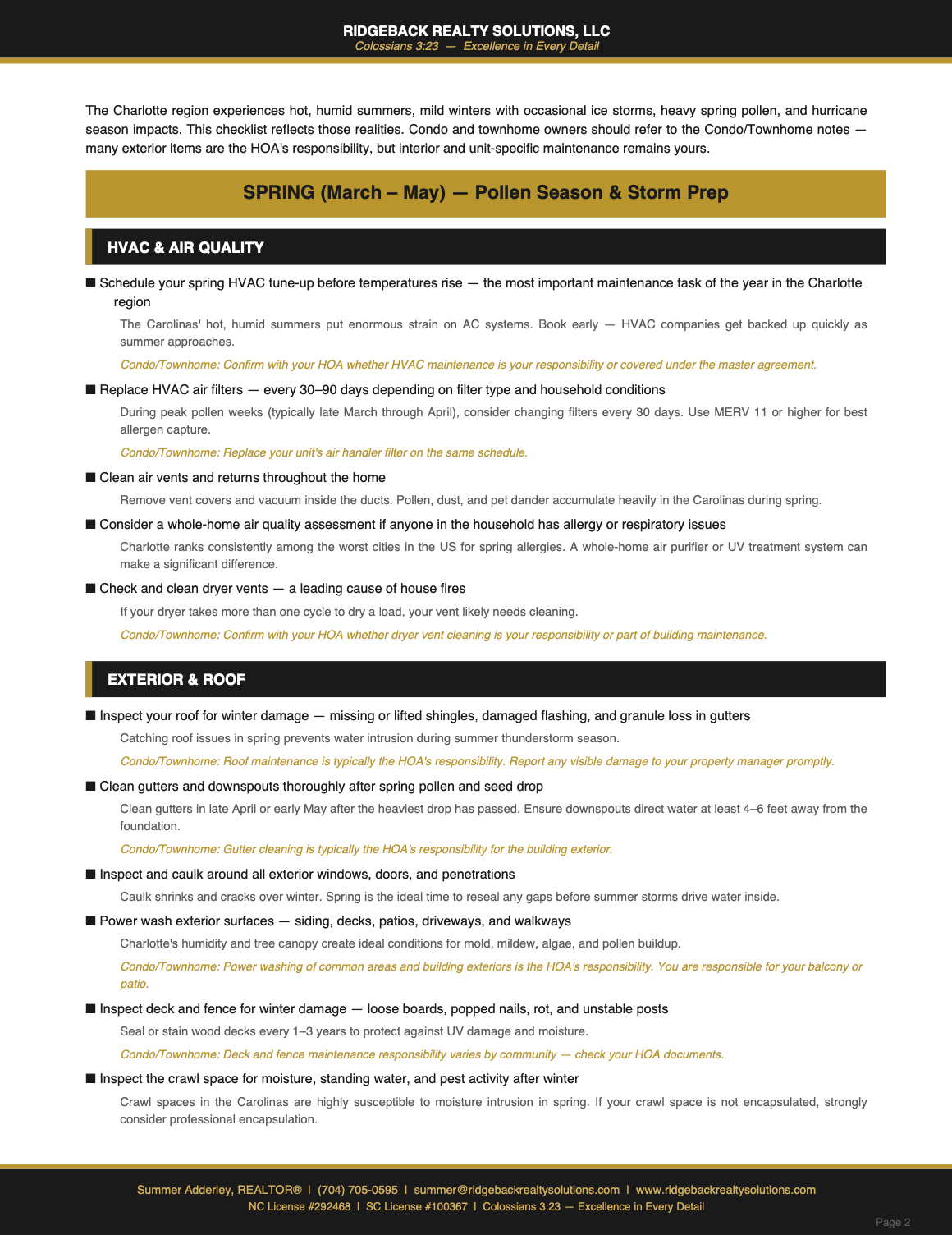 The Carolina Homeowner's Seasonal Maintenance Guide — NC & SC